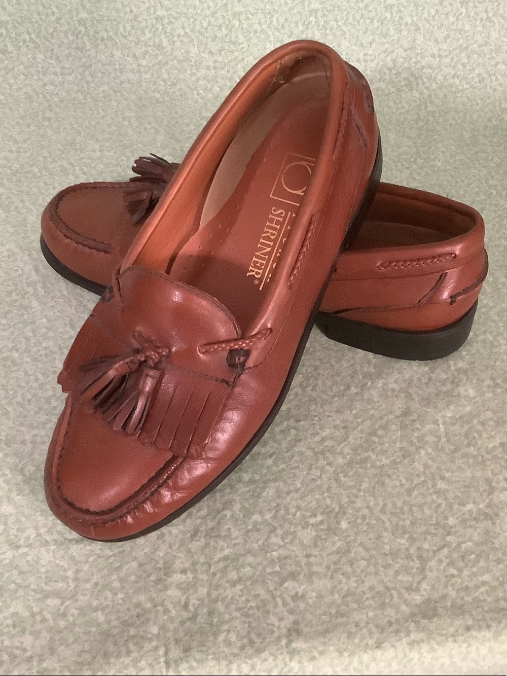 French Shriner Men's Leather Tassel Loafers in Chestnut - Size 9 W